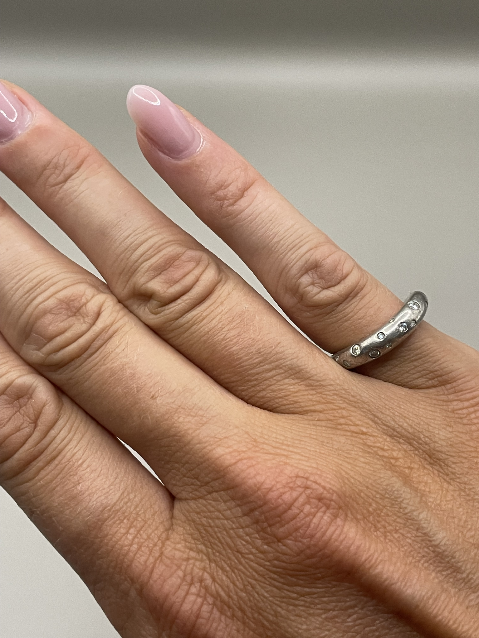 Silver ring with diamonds - Size 47 EU