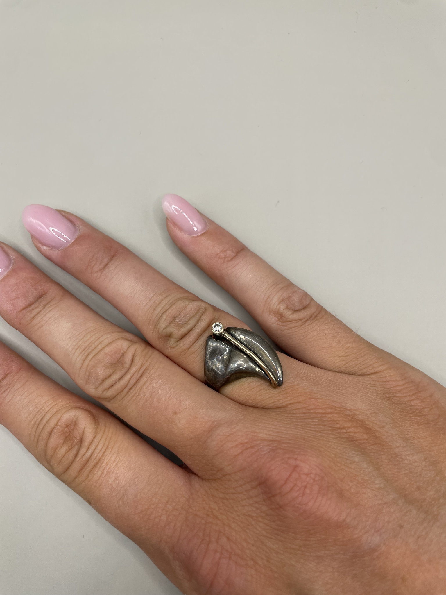 Silver ring with diamond
